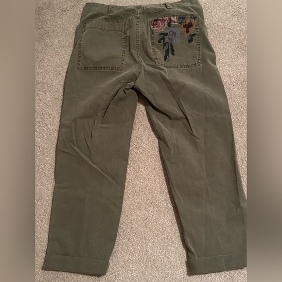 Anthropologie Olive Straight Leg Jeans with Floral Patches - Picture 2 of 4
